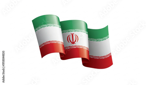 Iran waving flag vector illustration isolated on white background realistic fabric style Islamic republic symbol