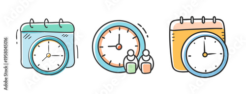 Calendar and clock icons symbolizing scheduling, appointments, and time management.