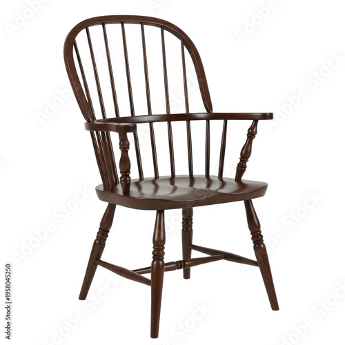 Dark wood windsor armchair isolated black