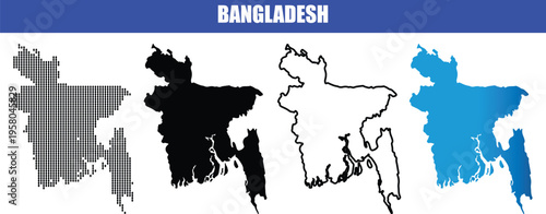 Bangladesh map silhouette vector with various design versions high quality graphic element perfect for presentations