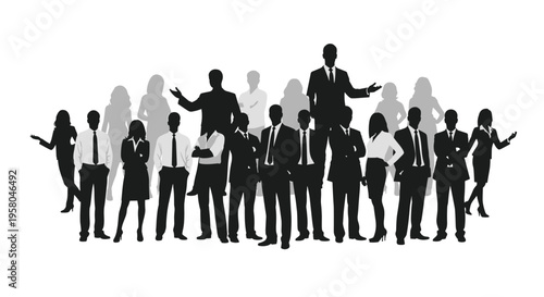 Business people standing in group formation.