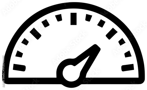 Minimalist line icon showing a credit utilization meter with a dial and markings on a white background