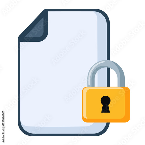 Digital document security concept illustrating a locked file, symbolizing data privacy, confidential information protection, and restricted access for sensitive digital assets