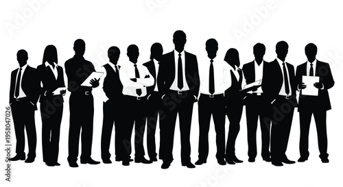 Business people standing in a line.