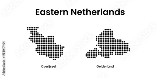 Eastern Netherlands Regions Map Dotted Vector Illustration
