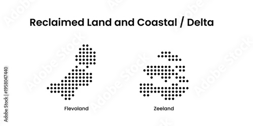 Netherlands Reclaimed Land Coastal Delta Regions Dotted Map Vector
