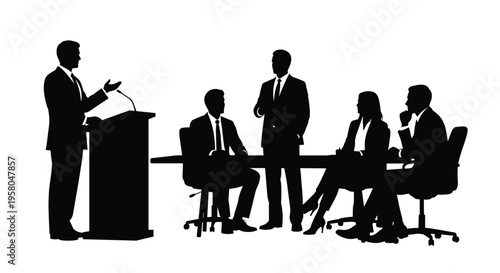 Businessman speaking at a conference meeting.