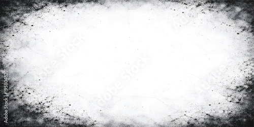 Abstract Grunge Border Texture Background with Dust Splatter Edges, Black and White Distressed Frame, Vintage Dirty Wall Banner