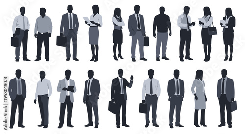 Silhouettes of business people standing.