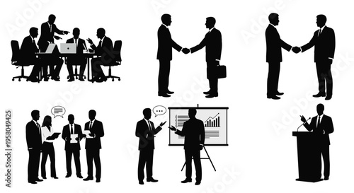 Business People in Various Meeting Settings.