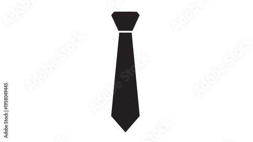 Tie solid black classic pattern icon with flat design for formal wear business accessories or professional attire