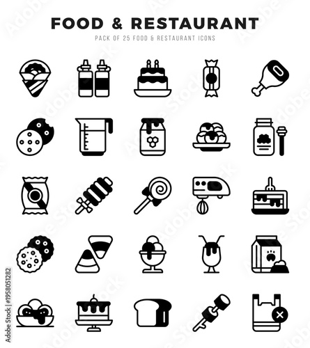 Set of Food and Restaurant icons. Vector Illustration.