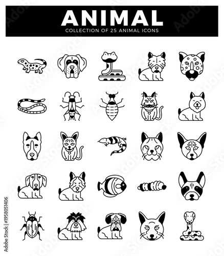 stylized animal icons on a white background.