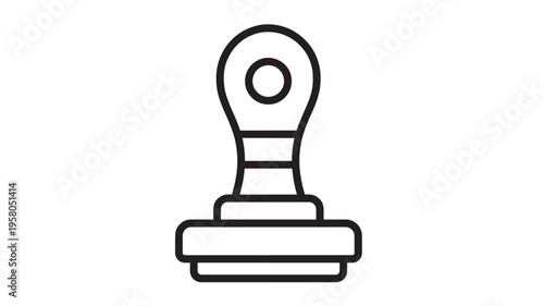 Stamp icon with a simple linear design and a circular imprint area for official documents or office use