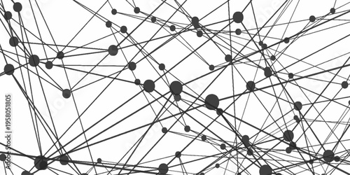 Abstract image of interconnected nodes. Stock photo of a complex network. Connected polygons plexus vector background, digital data visualization. futuristic shape. Computer generated background. 