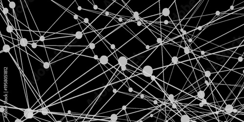 Abstract image of interconnected nodes. Stock photo of a complex network. Connected polygons plexus vector background, digital data visualization. futuristic shape. Computer generated background. 