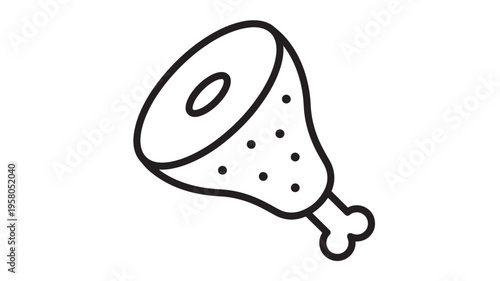 Ham hock icon with simple black outline and dots indicating seasoning, perfect for food or cooking themes