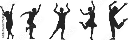 Dynamic dance silhouettes, expressive movement, energetic performance, artistic body posture, modern choreography, diverse styles, rhythm motion, creative art, cultural expression, celebration