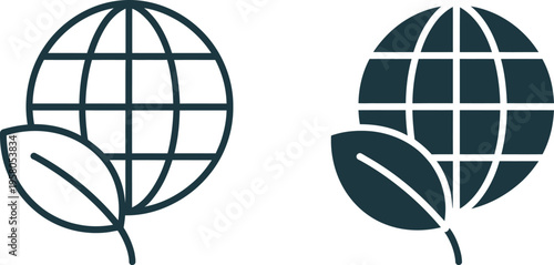 Environment icon set on white background representing eco sustainability, green energy, nature protection and web design illustration