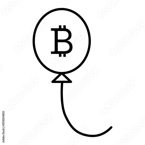 bitcoin balloon line icon with editable stroke