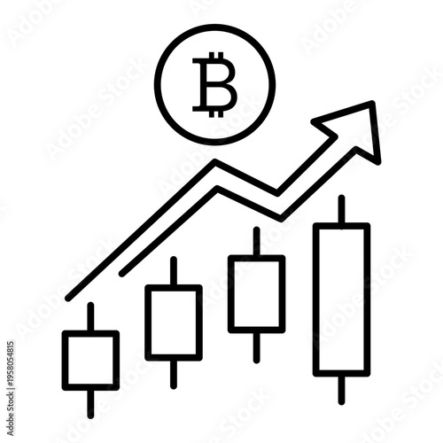 bitcoin bullish candlestick line icon with editable stroke