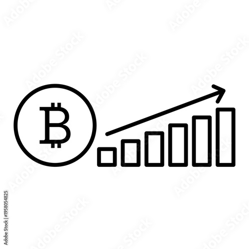 bitcoin increase graph line icon with editable stroke