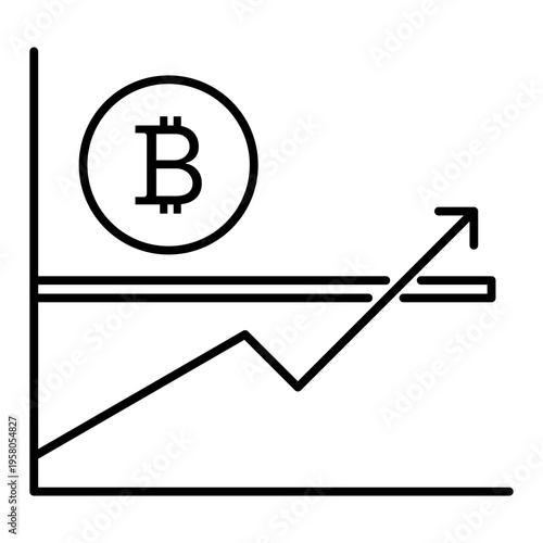 bitcoin breaking resistance line icon with editable stroke