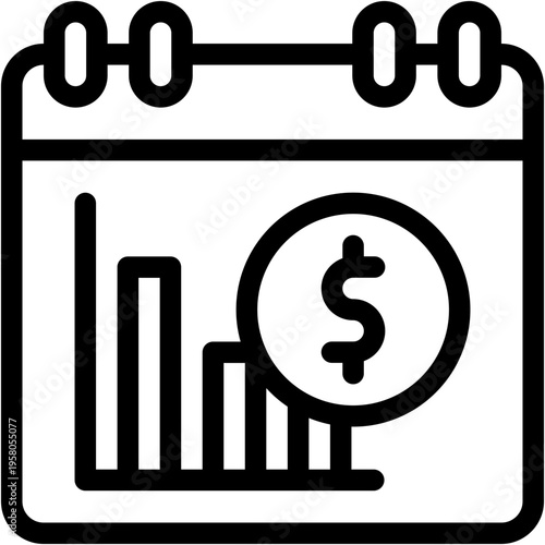 Vector Icon Calendar, Date and Time, Economic Crises, Schedule, Graph