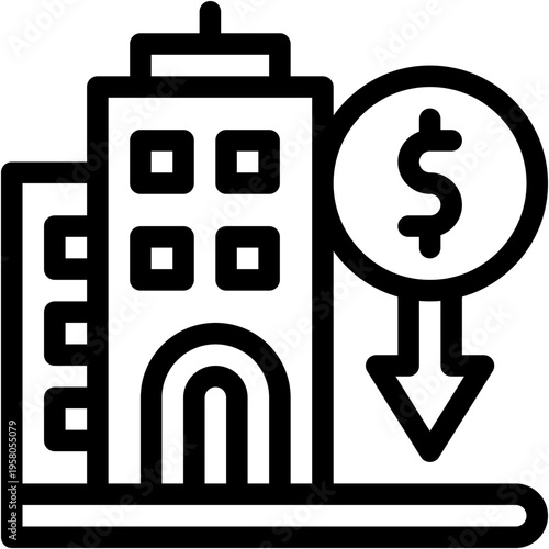 Vector Icon Company, Business And Finance, Dollar, Down, Economic Crises