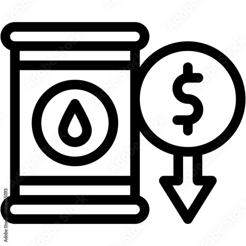 Vector Icon Oil, Economic Crises, Business and Finance, Price, Down