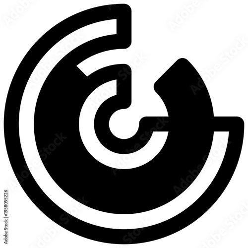 Spiral chart. Outlined stroke vector icon with black-filled details.