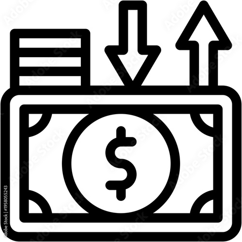 Vector Icon Cash Flow, Exchange, Trades, Business and Finance, Economic Crises