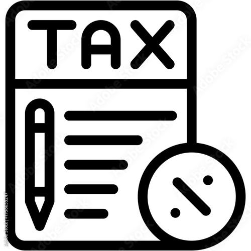 Vector Icon Tax, Bill, Percent, Business, Business and Finance, Taxes