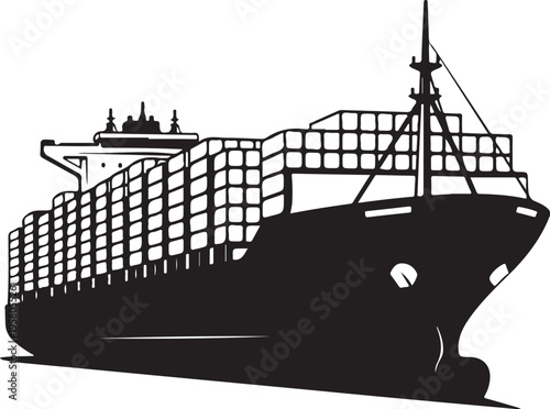 Vector illustration of a cargo ship silhouette