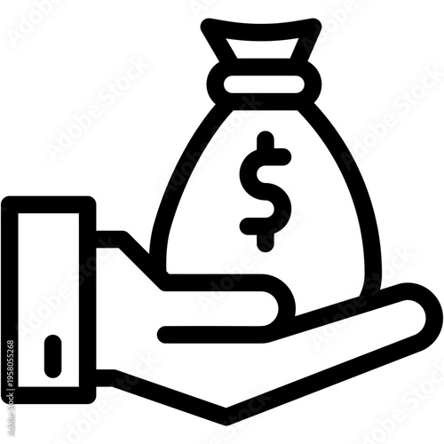 Vector Icon Creditor, Loan, Revenue, Money Beg, Economic Crises, Business and Finance