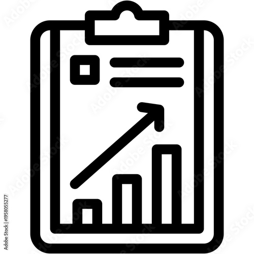 Vector Icon Clipboard, Test, File, Chart, Increasing