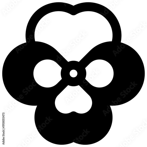 Pansy. Outlined stroke vector icon with black-filled details.