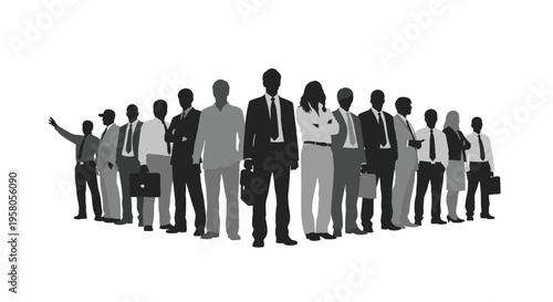 Business people standing in line formation.