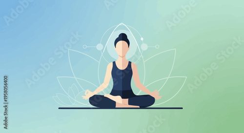 Vector illustration of woman meditating in yoga pose