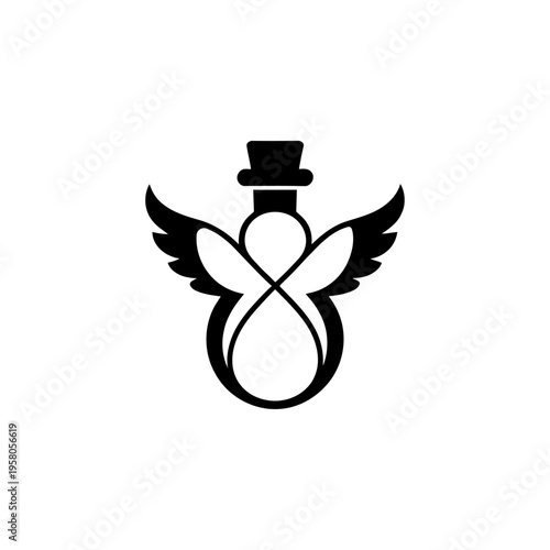 Minimalist Winged Potion Bottle Logo Symbol