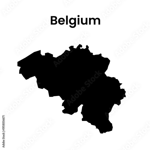 Belgium Country Silhouette Map Simple Vector Illustration