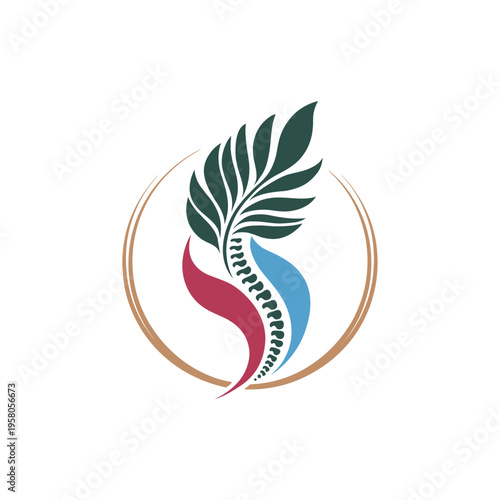 Chiropractic Spine and Leaf Logo Design