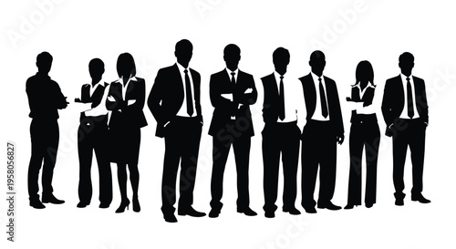 Silhouettes of business people standing.