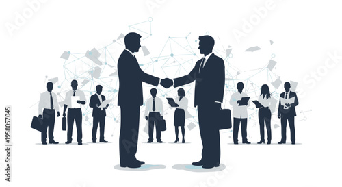 Two Businessmen Shaking Hands in Office.