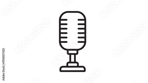 Microphone icon with a retro vintage design, perfect for audio recording, broadcasting, and podcasting needs.