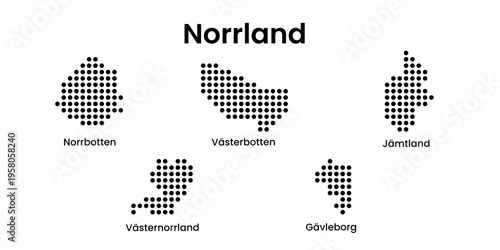 Norrland Sweden Regions Dotted Map Infographic Vector Illustration
