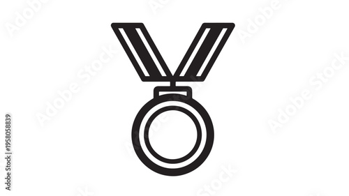 Medal icon with ribbon for awards and recognition, perfect for sports or academic achievements. featuring award, achievement, winner with first place