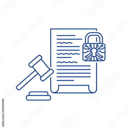 Digital Law and Cybersecurity Protection Concept.