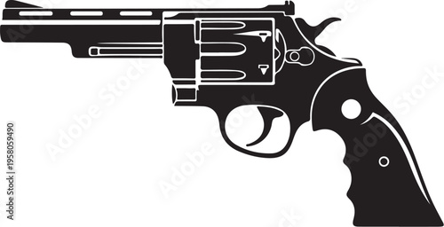 Vector black revolver pistol icon