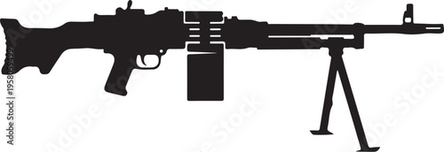 Vector silhouette of a machine gun on a tripod